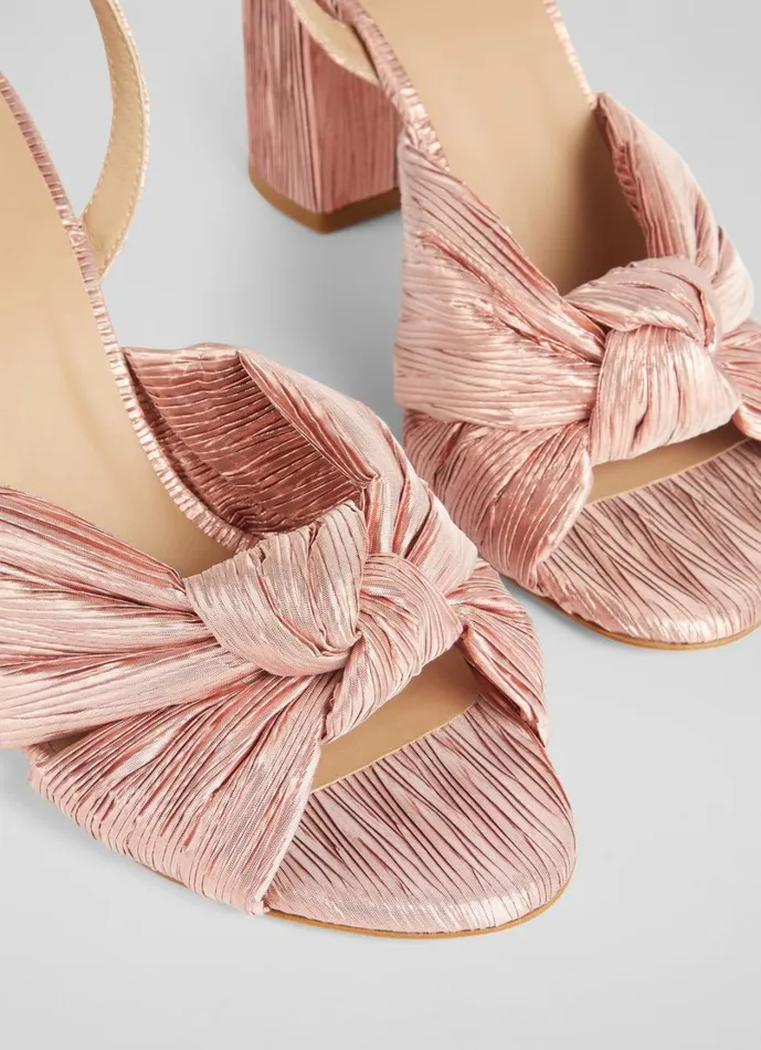 LKBennett Sandals Women Eliana Pink Crinkle Satin Sandals