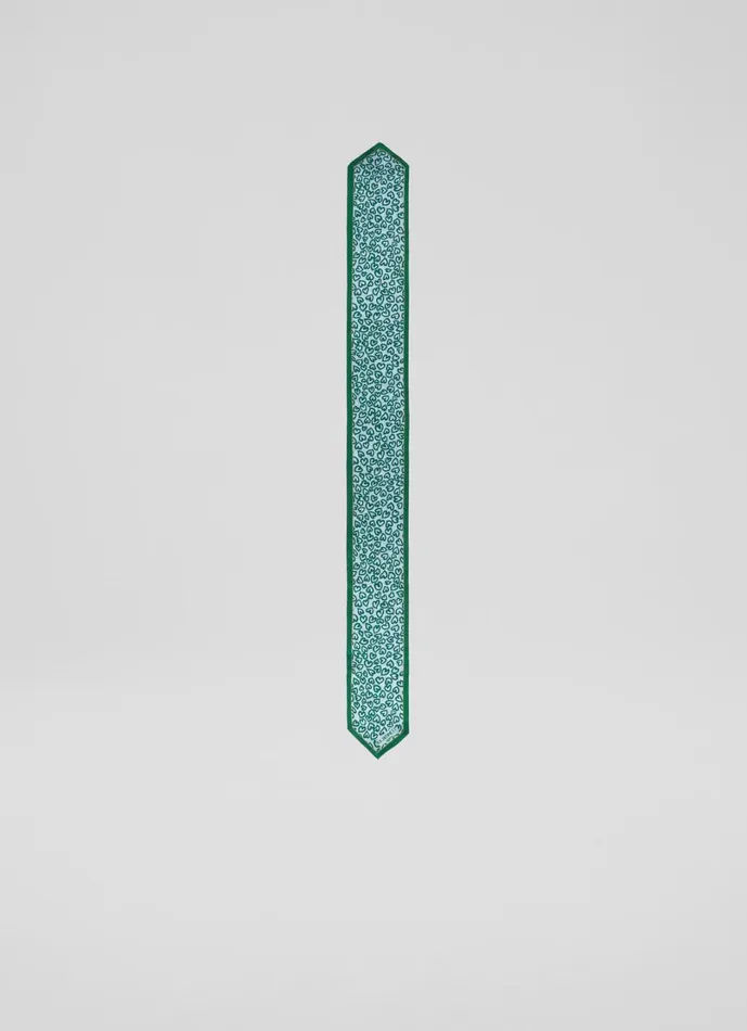 LKBennett Scarves and Wraps Women Edeline Green And Blue Heart Print Silk Skinny Scarf
