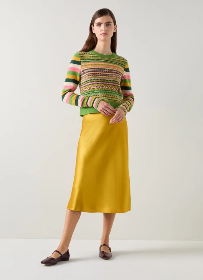LKBennett Skirts Women Blythe Gold Midi Skirt LKBennett Skirts Women Blythe Gold Midi Skirt