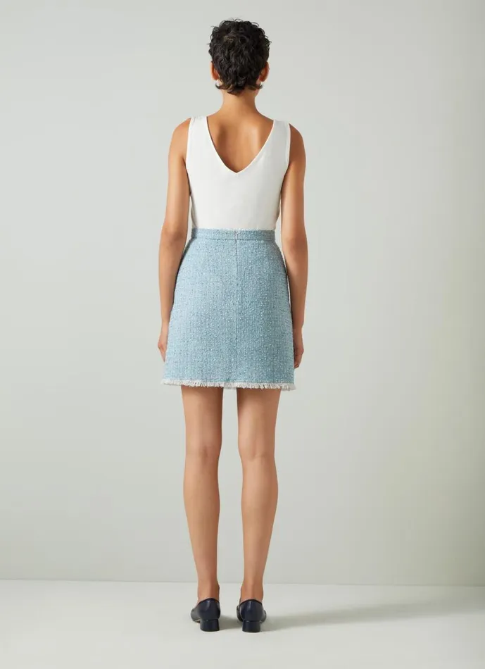 LKBennett Skirts Women Karis Blue Italian Recycled Cotton Blend Tweed Skirt LKBennett Skirts Women Karis Blue Italian Recycled Cotton Blend Tweed Skirt