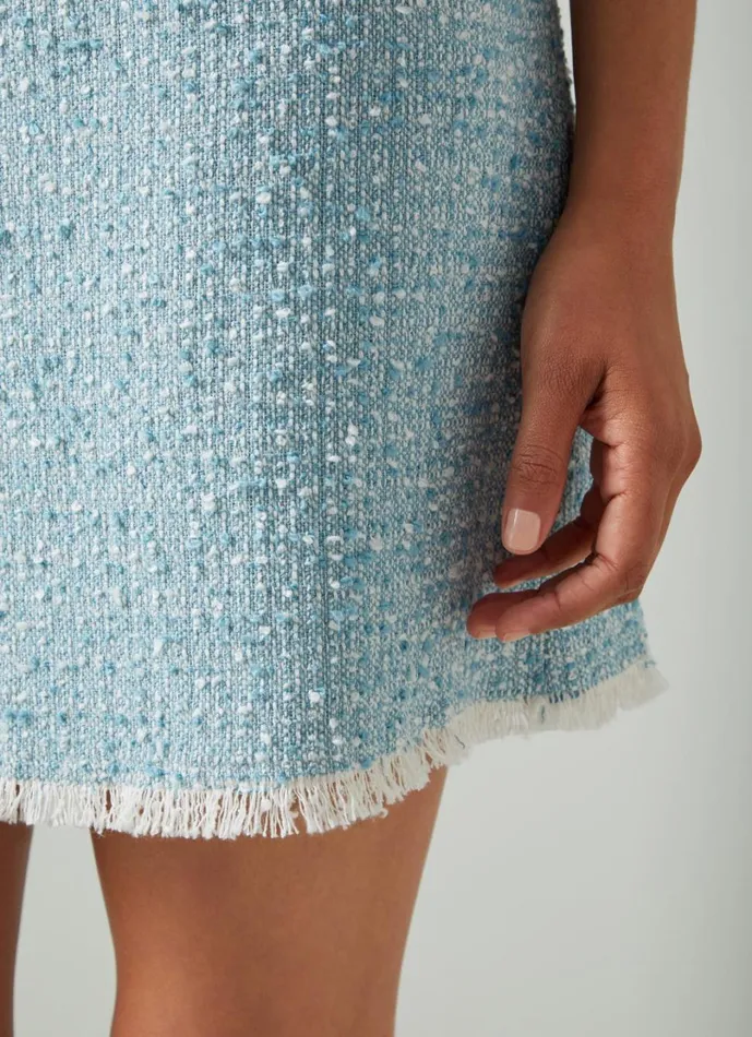 LKBennett Skirts Women Karis Blue Italian Recycled Cotton Blend Tweed Skirt LKBennett Skirts Women Karis Blue Italian Recycled Cotton Blend Tweed Skirt