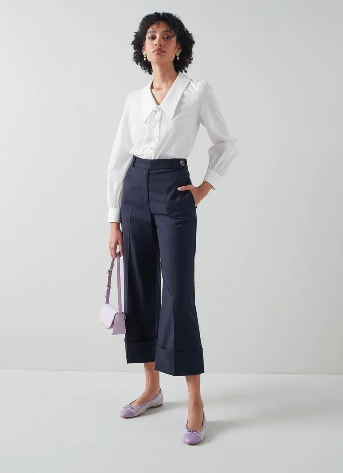 LKBennett Tops Women Beecham White Cotton Collar Blouse