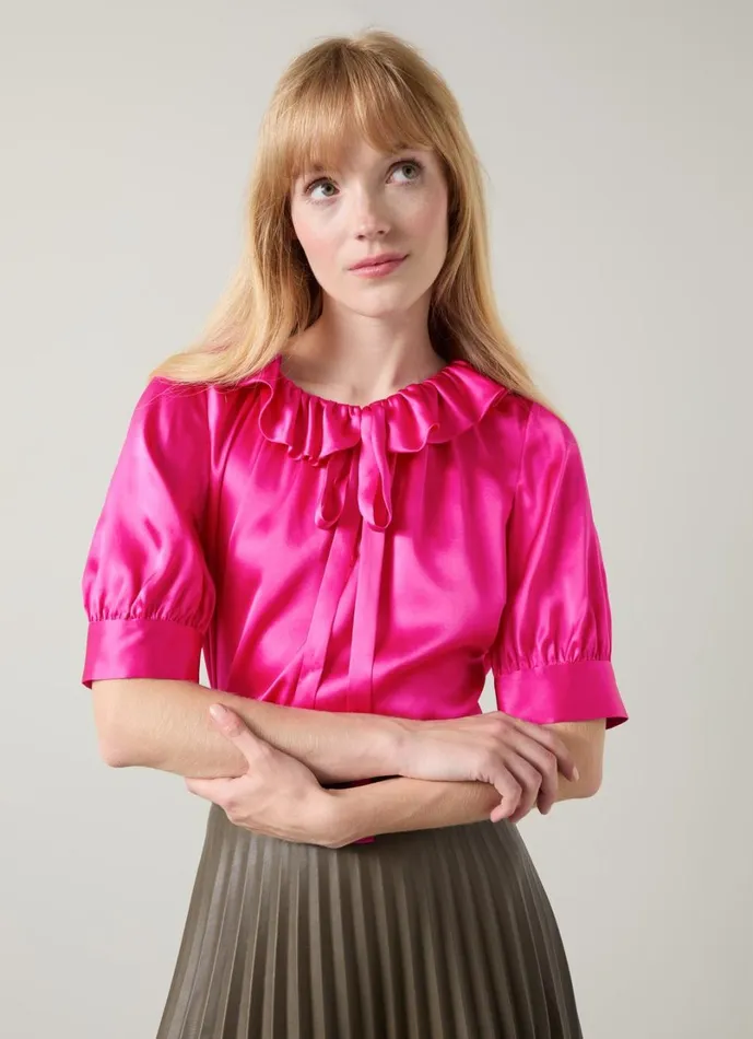 LKBennett Tops Women Coco Magenta Satin Blouse