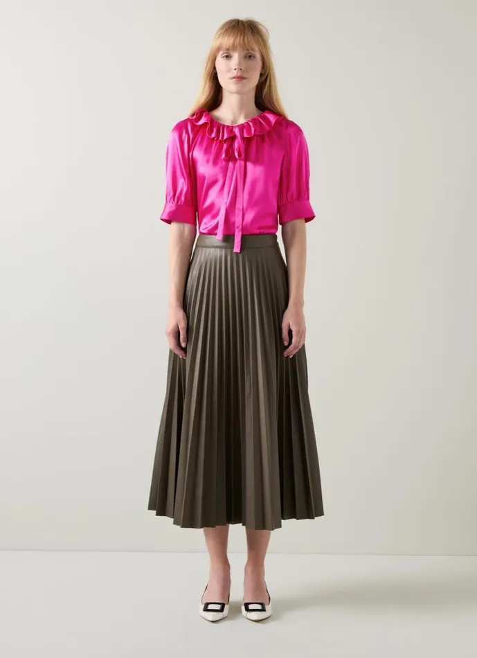 LKBennett Tops Women Coco Magenta Satin Blouse LKBennett Tops Women Coco Magenta Satin Blouse
