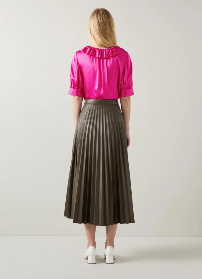 LKBennett Tops Women Coco Magenta Satin Blouse LKBennett Tops Women Coco Magenta Satin Blouse