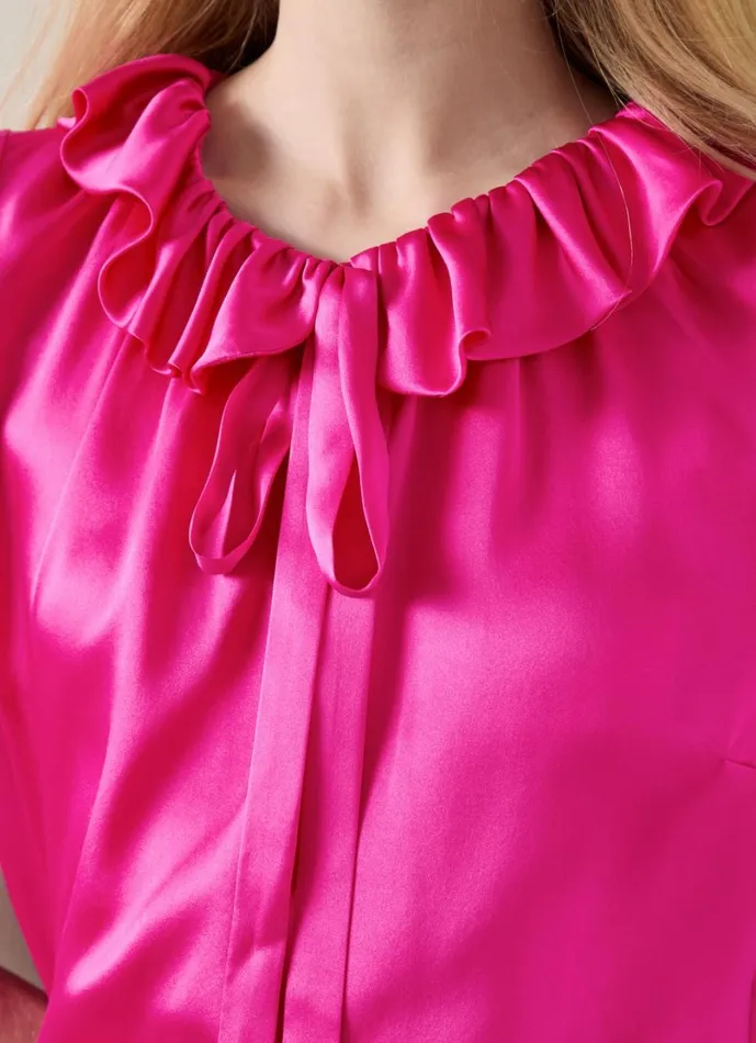 LKBennett Tops Women Coco Magenta Satin Blouse LKBennett Tops Women Coco Magenta Satin Blouse