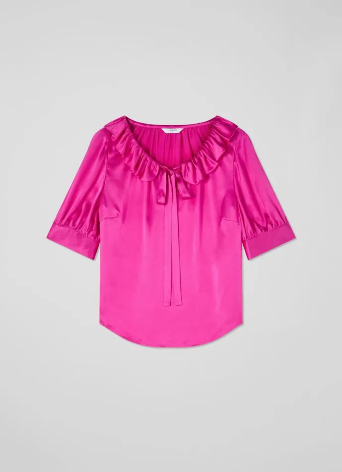 LKBennett Tops Women Coco Magenta Satin Blouse LKBennett Tops Women Coco Magenta Satin Blouse