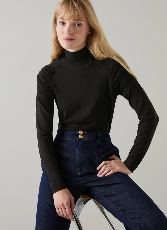 LKBennett Tops Women Lacey Black Jersey LENZING ECOVERO Viscose Top LKBennett Tops Women Lacey Black Jersey LENZING ECOVERO Viscose Top