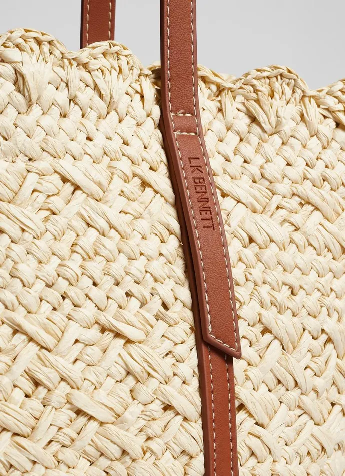 LKBennett Tote Bags Women Didi Natural Raffia Scallop Edge Basket Bag
