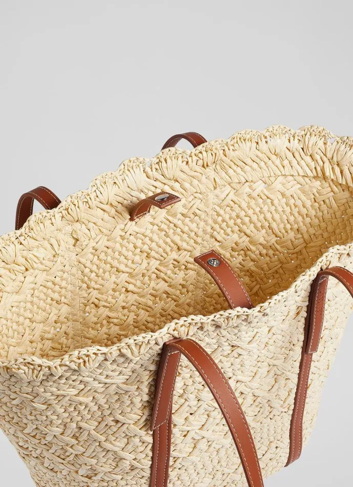 LKBennett Tote Bags Women Didi Natural Raffia Scallop Edge Basket Bag