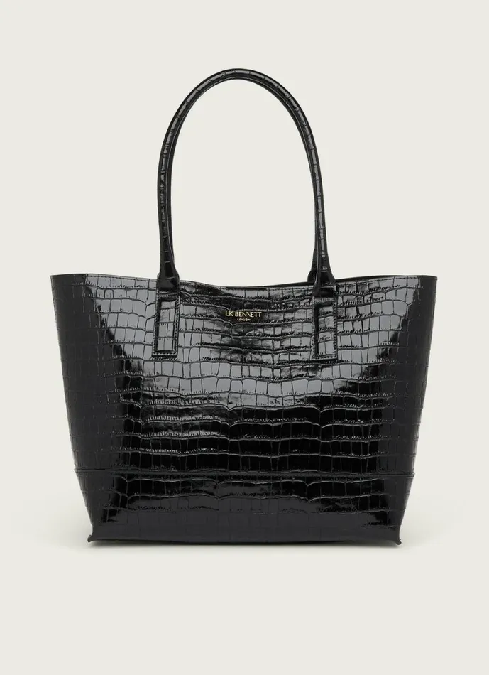 LKBennett Tote Bags Women Lacey Black CrocEffect Leather Tote Bag LKBennett Tote Bags Women Lacey Black CrocEffect Leather Tote Bag
