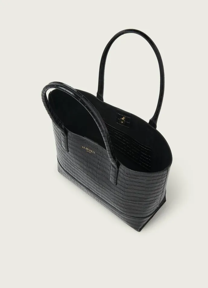 LKBennett Tote Bags Women Lacey Black CrocEffect Leather Tote Bag LKBennett Tote Bags Women Lacey Black CrocEffect Leather Tote Bag