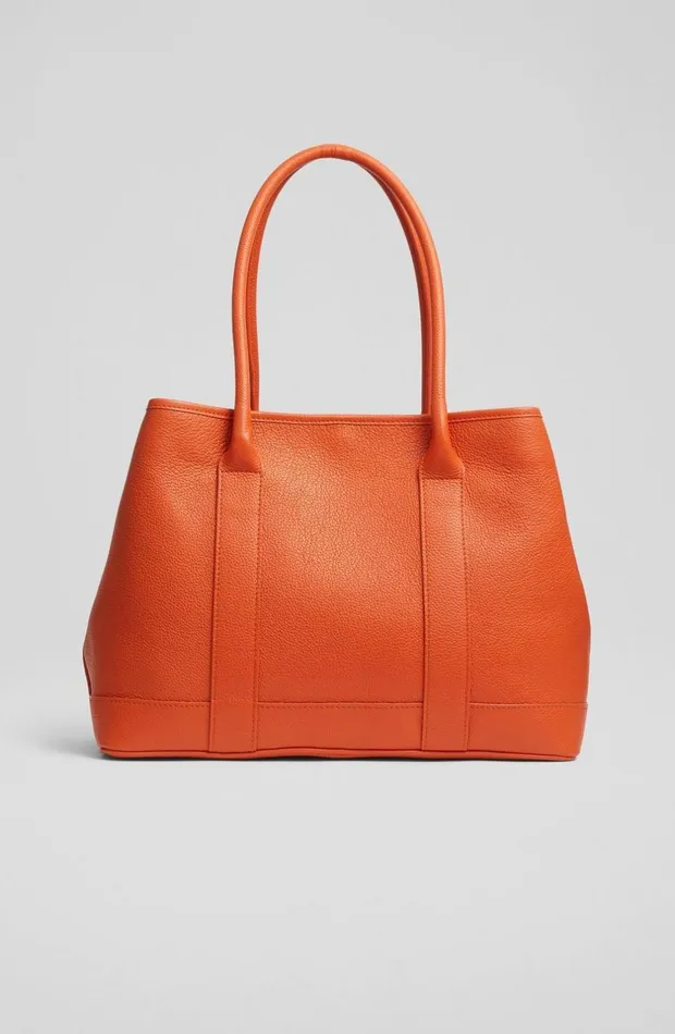 LKBennett Tote Bags Women Laurie Orange Grainy Leather Tote Bag