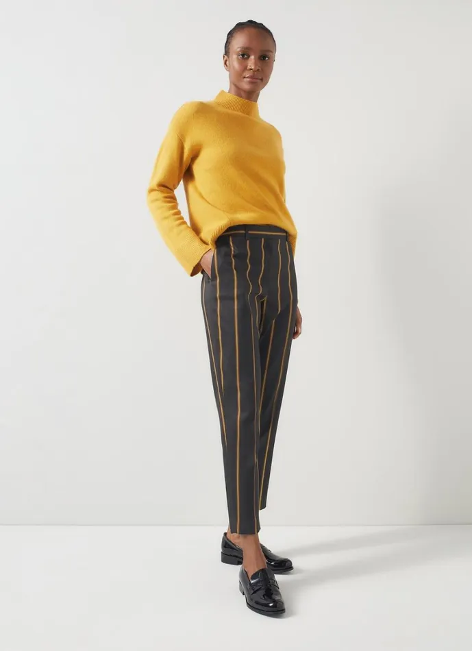 LKBennett Trousers Women Jemima Black and Conker Stripe Trouser