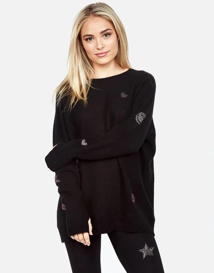 Ladona Crystal Elements Black Women039s Lauren Moshi Sweaters and Knits