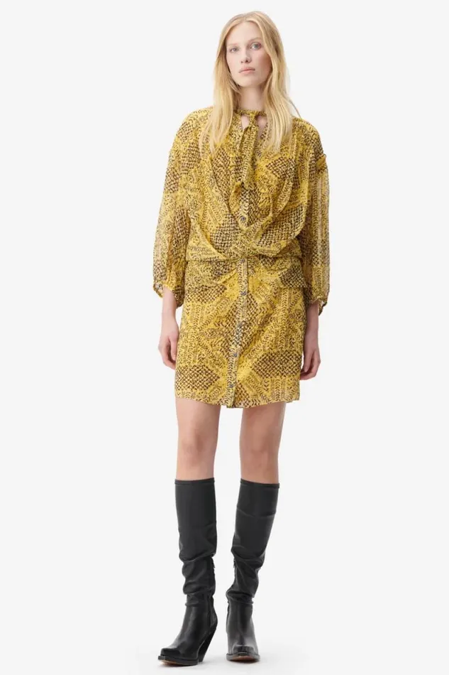 Lala Berlin Dresses Dress Drina Viscose Heritage Star Yellow 8211 Women