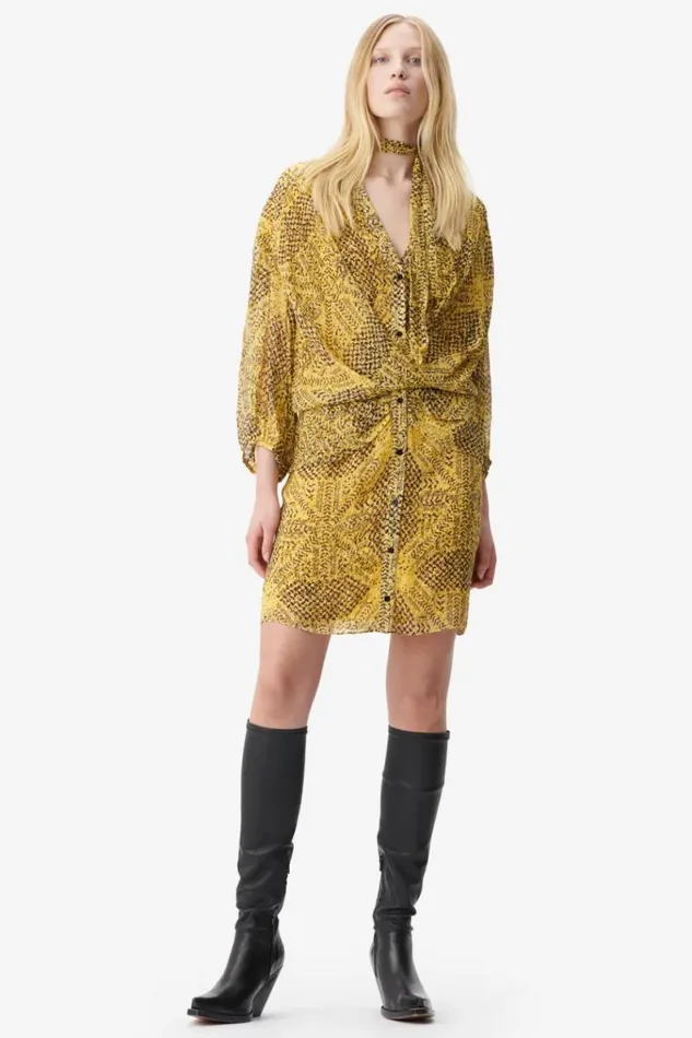 Lala Berlin Dresses Dress Drina Viscose Heritage Star Yellow 8211 Women