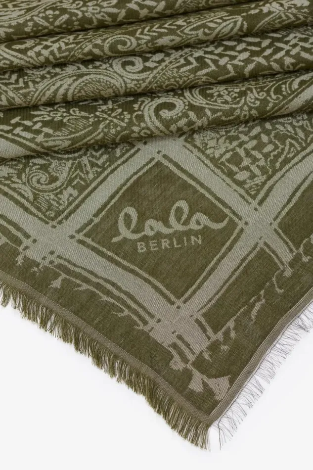Lala Berlin Scarves and Triangles Triangle Amalin Viscose Mix Maze Garden Olive 8211 Women