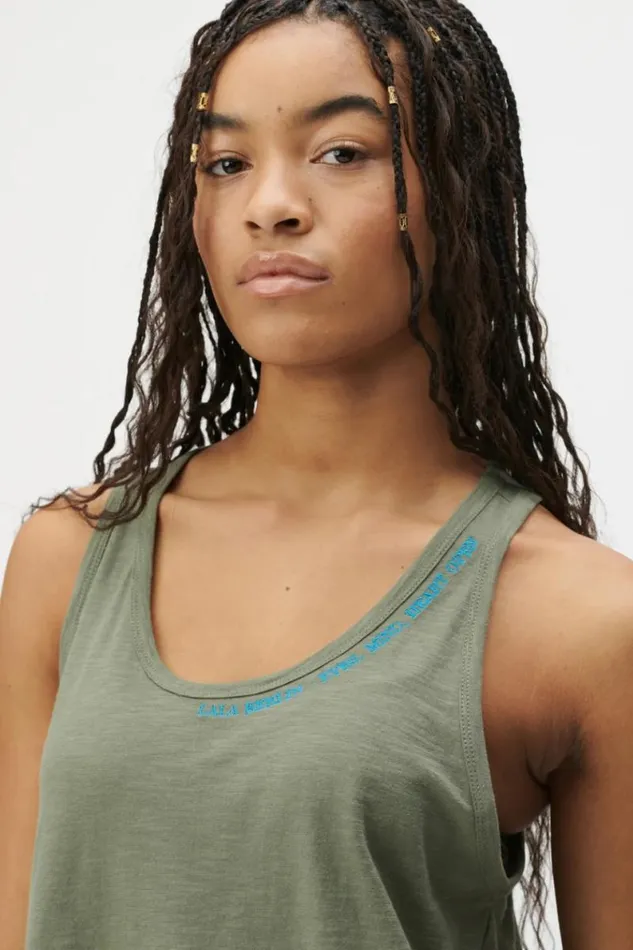 Lala Berlin Shirts and Blouses Tank Top Tara Cotton Olive 8211 Women