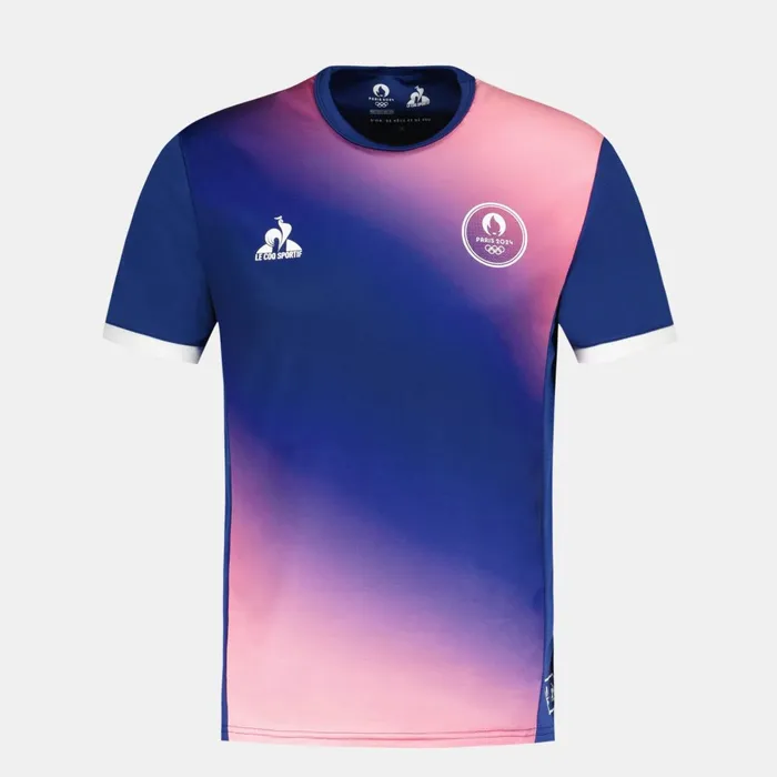 Le Coq Sportif Paris 2024 TShirt Blue Depthspink Carnation Men Tshirts And Tops
