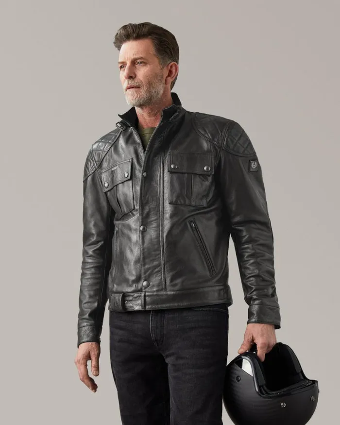 Leather Jackets Men Belstaff Brooklands Motorcycle Jacket Antique Black