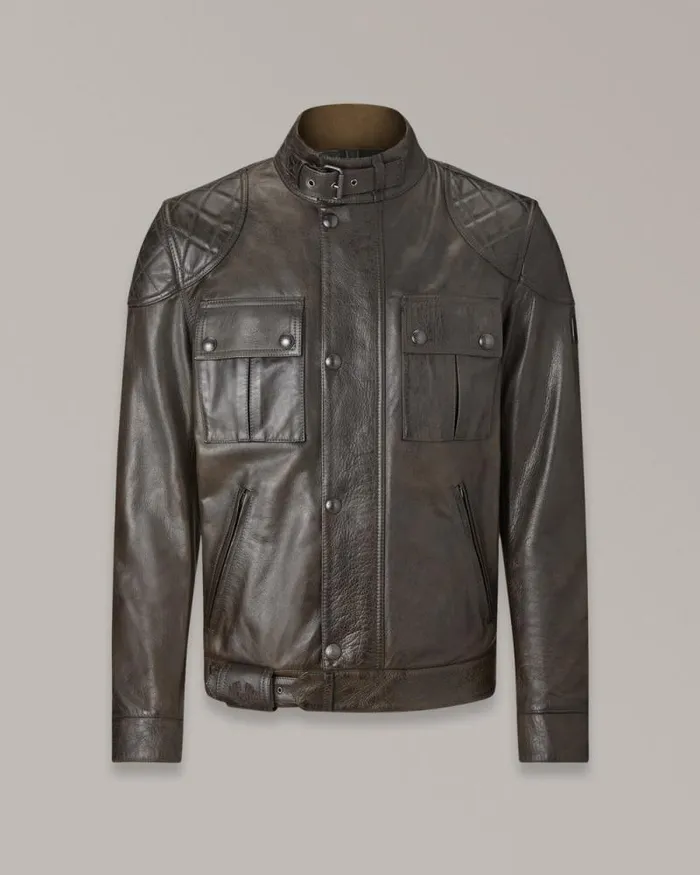 Leather Jackets Men Belstaff Brooklands Motorcycle Jacket Dark Belstaff Olive