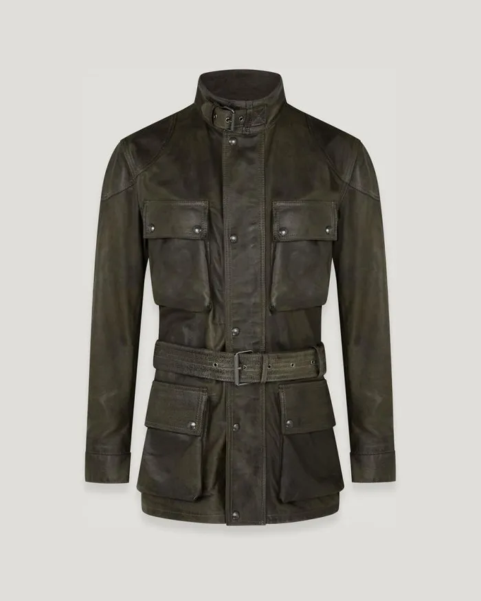 Leather Jackets Men Belstaff Legacy Trialmaster Panther Jacket Dark Belstaff Olive