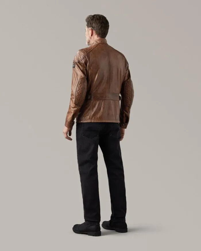Leather Jackets Men Belstaff Turner Motorcycle Jacket Burnt Cuero
