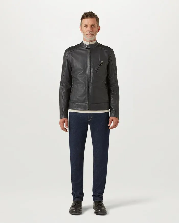 Leather Jackets Men Belstaff V Racer Jacket Dark Ink Leather Jackets Men Belstaff V Racer Jacket Dark Ink