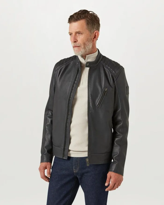 Leather Jackets Men Belstaff V Racer Jacket Dark Ink Leather Jackets Men Belstaff V Racer Jacket Dark Ink
