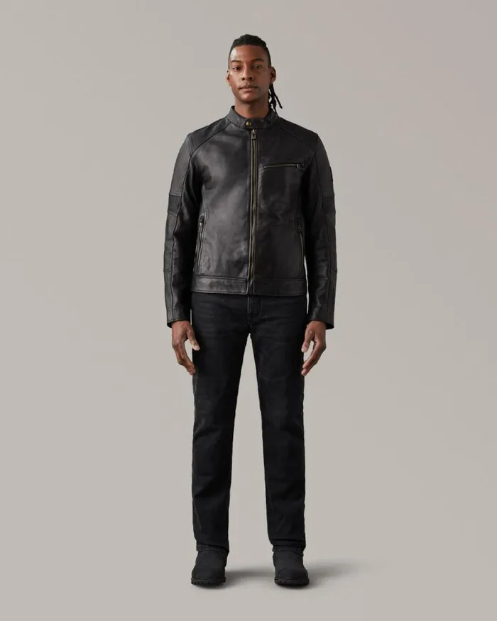 Leather Jackets Men Belstaff Vanguard Motorcycle Jacket Black