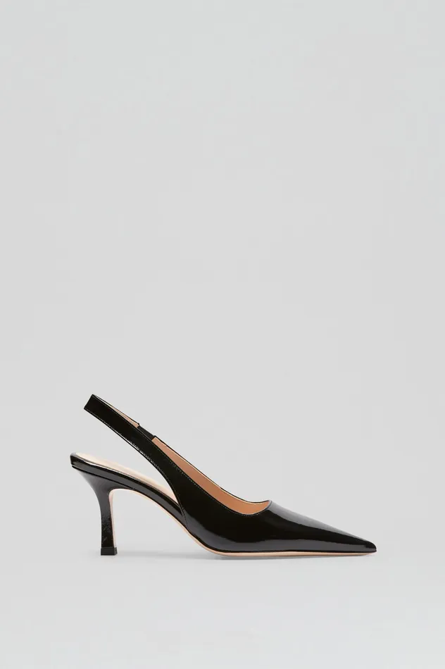 Leather Scanlan Theodore Women POLISHED SLINGBACK 75 BLACK