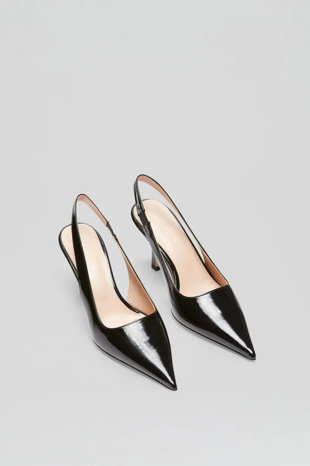 Leather Scanlan Theodore Women POLISHED SLINGBACK 75 BLACK