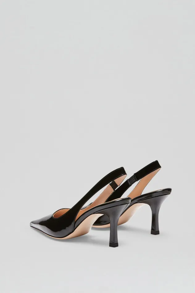 Leather Scanlan Theodore Women POLISHED SLINGBACK 75 BLACK