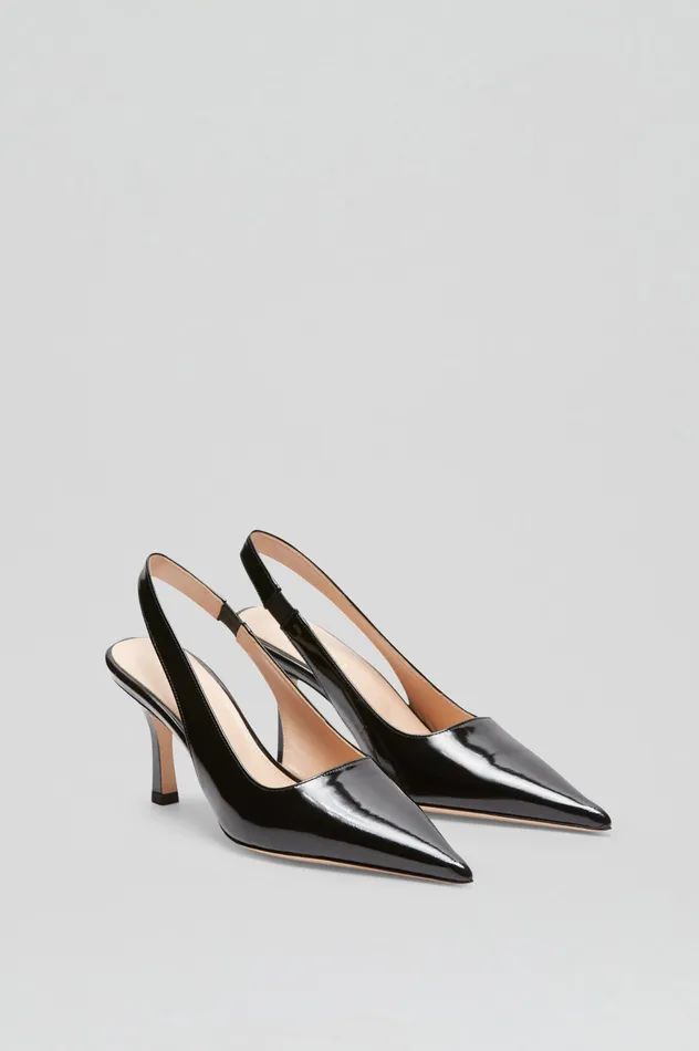 Leather Scanlan Theodore Women POLISHED SLINGBACK 75 BLACK