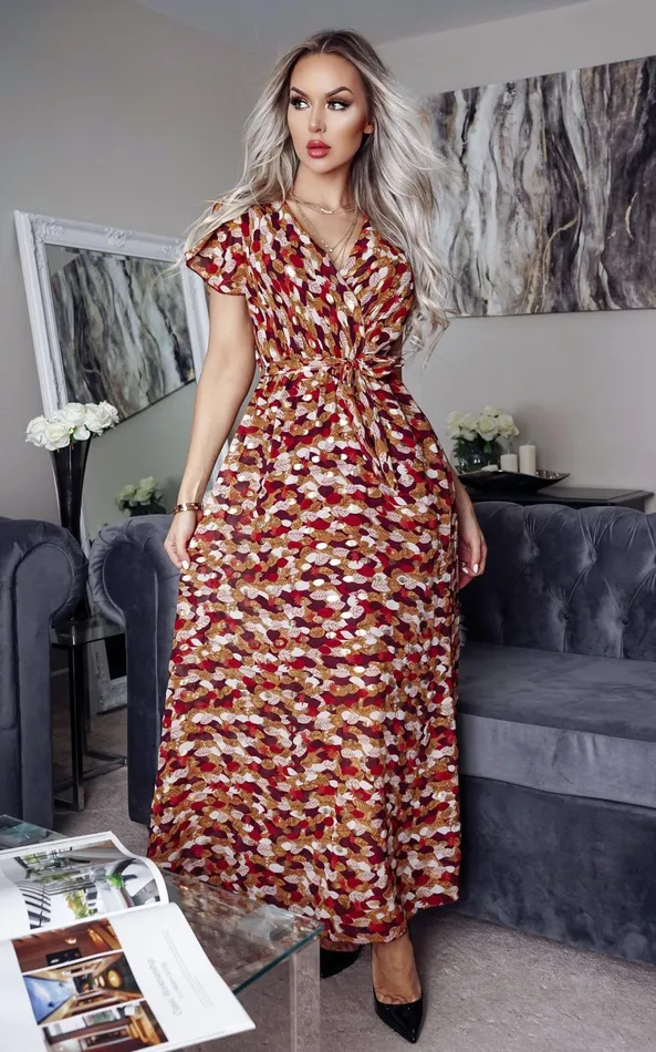 Lena Red Printed Wrap Maxi Dress Women Missfiga Wrap Dresses