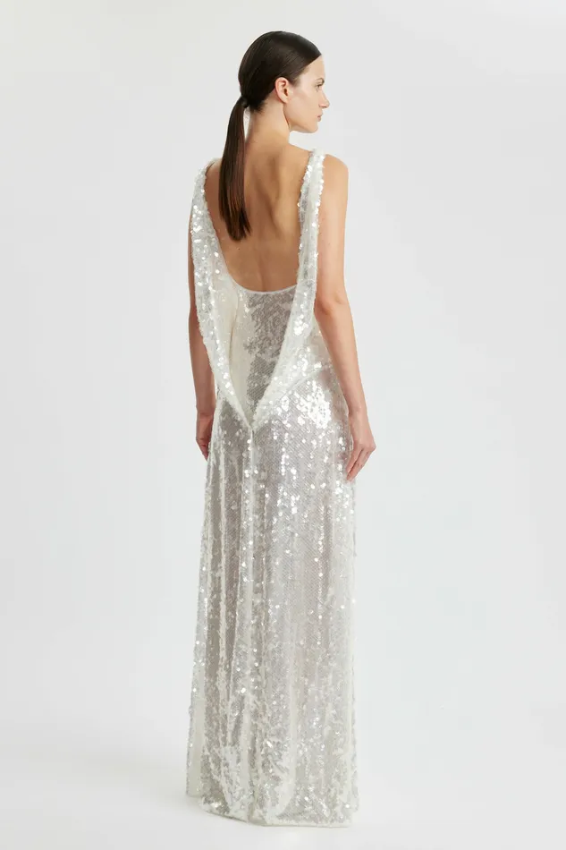 Leoni Evening Dress In Clear and White Sequins Dresses Emilia Wickstead Women