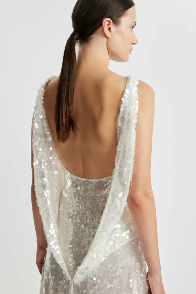 Leoni Evening Dress In Clear and White Sequins Dresses Emilia Wickstead Women