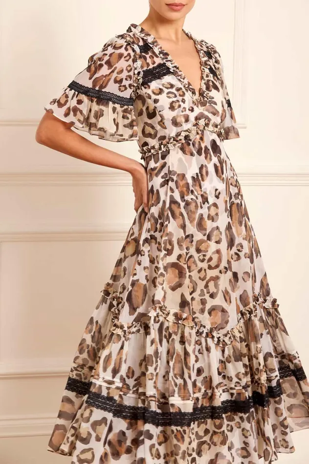 Leopard Sonata Georgette Ballerina Dress Multi Women Needle and Thread Dresses