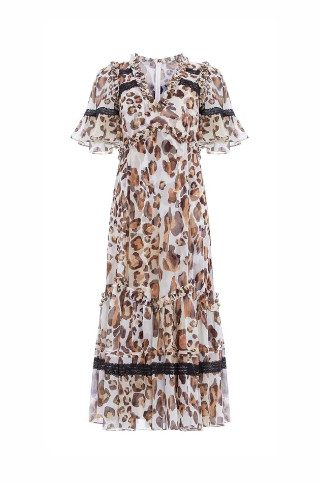 Leopard Sonata Georgette Ballerina Dress Multi Women Needle and Thread Dresses