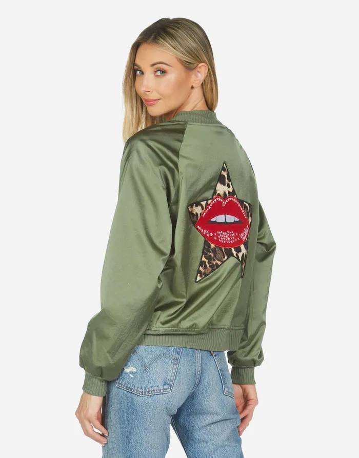 Levelle Leopard Star Lip Patch Military Leopard Women039s Lauren Moshi Jackets