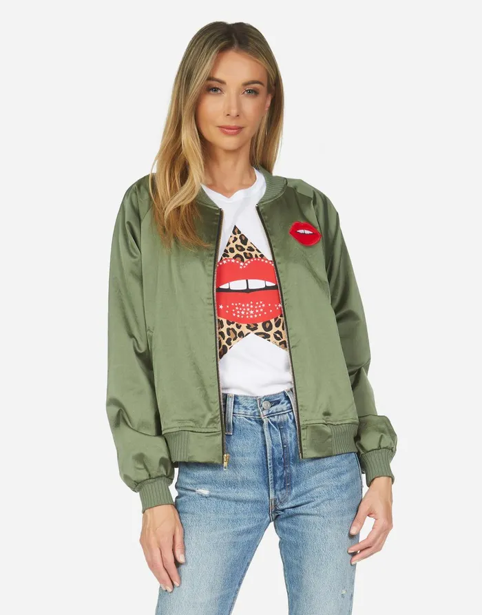 Levelle Leopard Star Lip Patch Military Leopard Women039s Lauren Moshi Jackets
