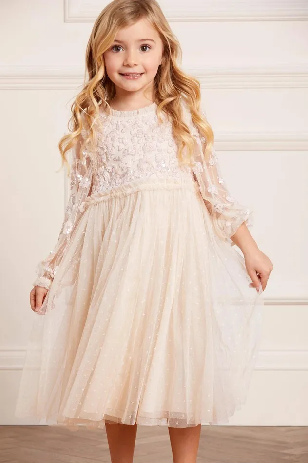 Lilybelle Long Sleeve Kids Dress Champagne KidsWomen Needle and Thread Kids Formalwear