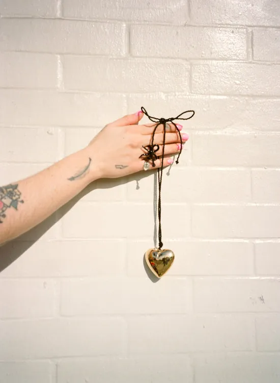 Lisa Says Gah Jewelry Women Puffy Heart Necklace Gold Black