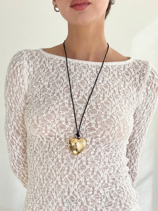 Lisa Says Gah Jewelry Women Puffy Heart Necklace Gold Black