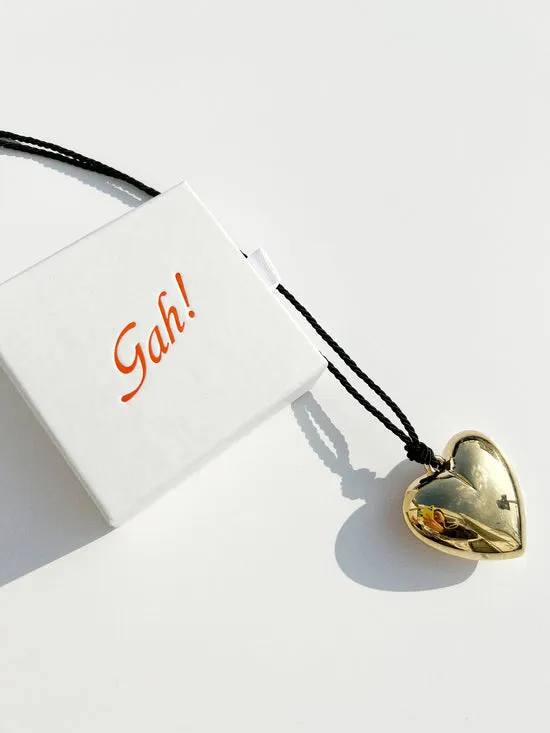 Lisa Says Gah Jewelry Women Puffy Heart Necklace Gold Black