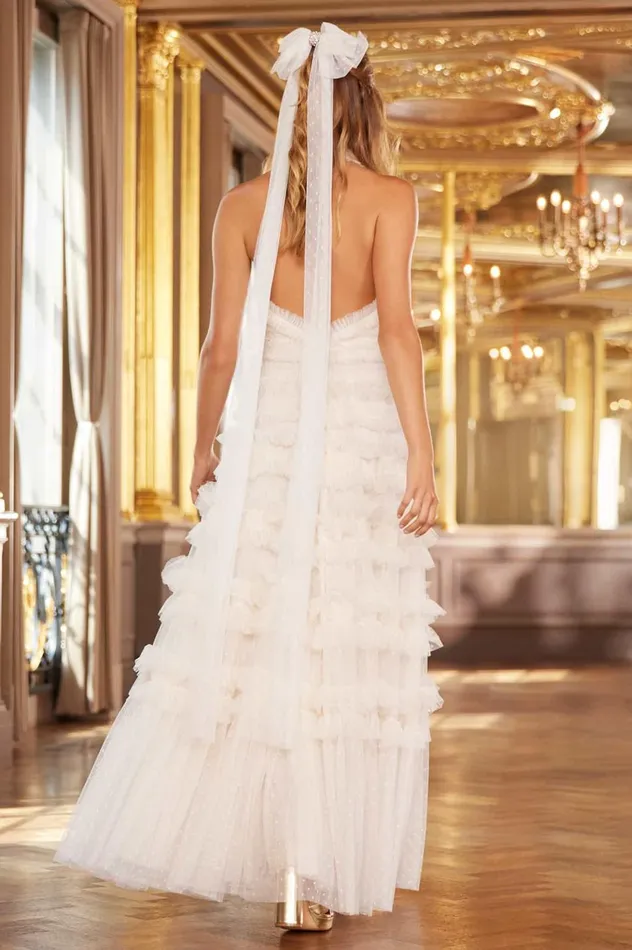 Lisette Ruffle Halter Neck Gown Champagne Women Needle and Thread Dresses