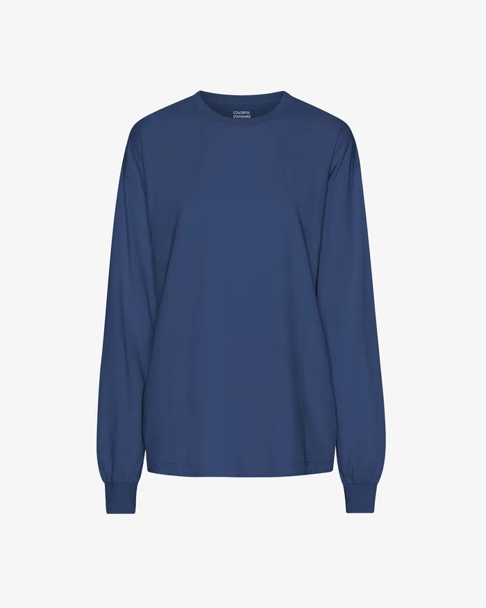 Long Sleeve Tops Colorfulstandard Women Oversized Organic LS TShirt 8211 Marine Blue