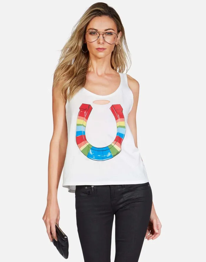 Magnolia X Rainbow Horseshoe Milk Women039s Lauren Moshi Tanks
