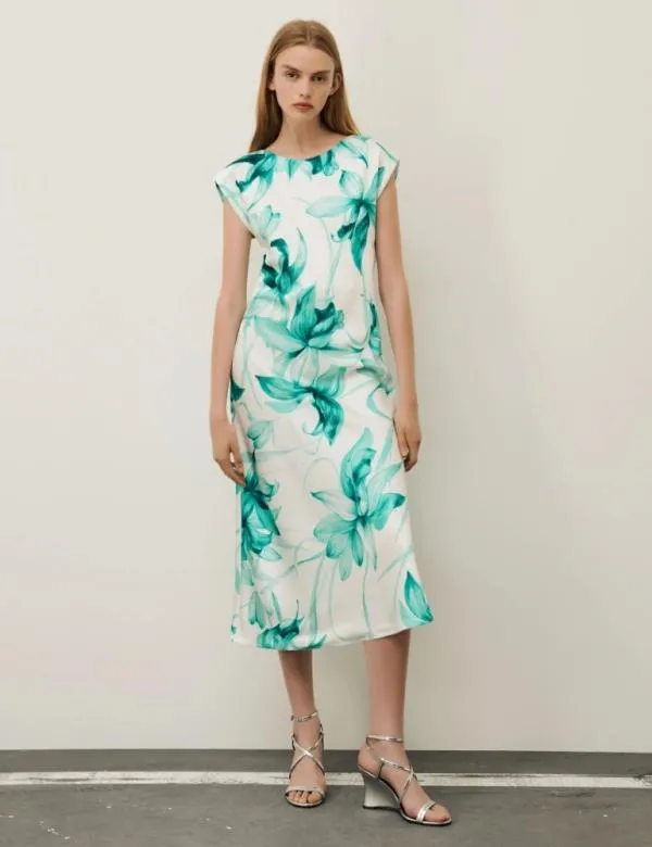 Marella Dresses Women Satin Dress Emerald